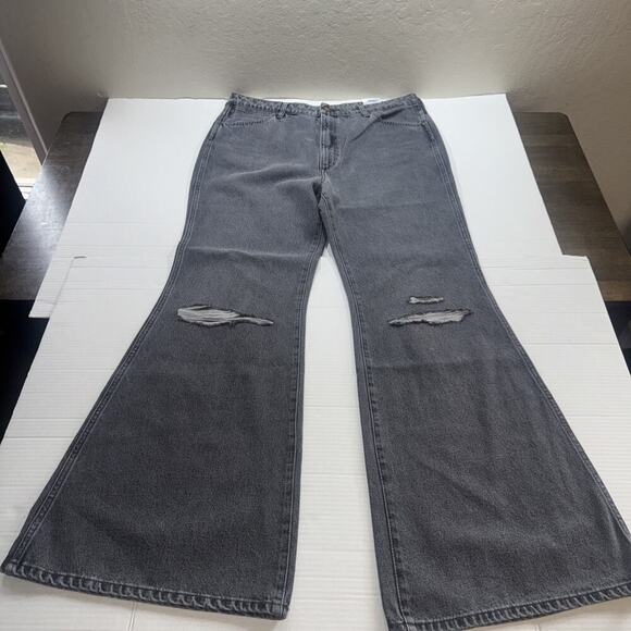 Wrangler WANDERER 622 HIGH RISE FLARE W Patch Black Distressed Jeans Women 32x34 - Picture 2 of 13